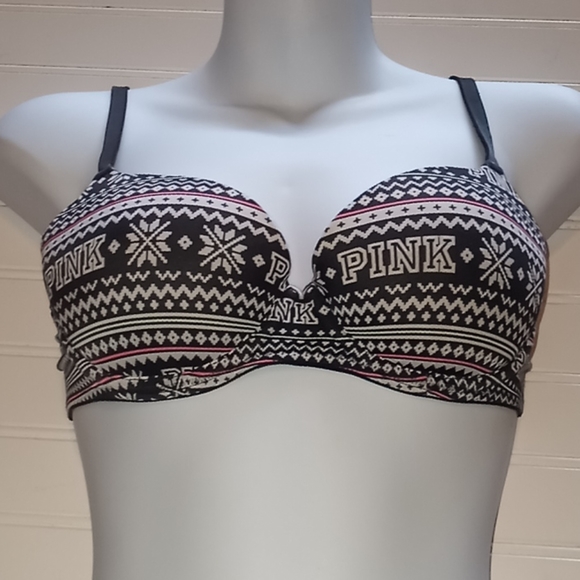 VS PINK Striped Snowflake Bra - Picture 7 of 12